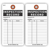 INSPECTION RECORD, 5.75" x 3", White Paper, Plain, Pack of 100