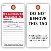 FIRE EXTINGUISHER INSPECTION TAG - Last Hydro Test or Purchase Date, 5.75" x 3", White Paper,2 Sided, Plain, Pack of 100