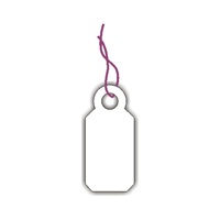 <!020>Jewelry Tag, White, 13/16" x 3/8", Box of 1000, Burgundy String