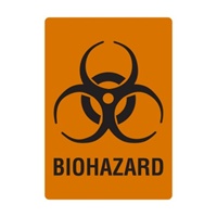 Biohazard, 5" x 3-1/2", Vinyl, Pack of 100