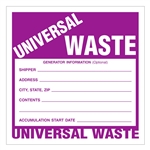 Universal Waste,  6" x 6", Vinyl, Pack of 100