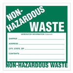 Non-Hazardous Waste,  6" x 6", Paper, Pack of 100