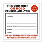 This Container on Hold,  6" x 6", Vinyl, Pack of 100