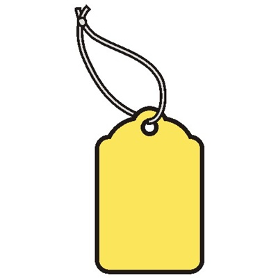 Yellow #4 Merchandise Tag With String