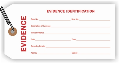 "Evidence Identification", 3.125 x 6.25 in., 12Pt White paper, Wired, 100 per shrink pack