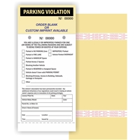 PARKING VIOLATION - 2 Part Carbonless Manila Tag with Perforation Stub and Adhesive Strips ­ 4.25" x 9.25", 50/Pack