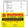 WARNING, No Parking - Towing, 8" x 5", Scrape to Remove, 50 per Pack