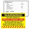 WARNING, ...Parked in a Private..., 8" x 5", Scrape to Remove, 50 per Pack