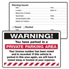 WARNING, ...Parked in a Private..., 8" x 5", Peel to Remove, 50 per Pack
