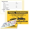 FINAL WARNING, …Illegally Parked, 8" x 5", Scrape to Remove, 50 per Book