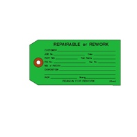 <!010>REPAIRABLE OR REWORK, 4-3/4" x 2-3/8", Dk. Green, Plain, Box of 1000 (10/Case)