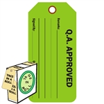 <!0120>Q.A. Approved,  6-1/4" x 3", Fluorescent Green, In-a-Box of 100