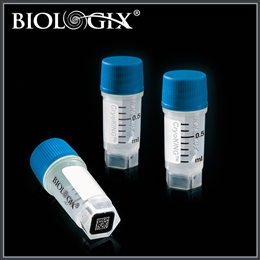 CryoKING Cryogenic Vials with Pre-Set 2D Barcode -- 0.5ml, Blue Caps