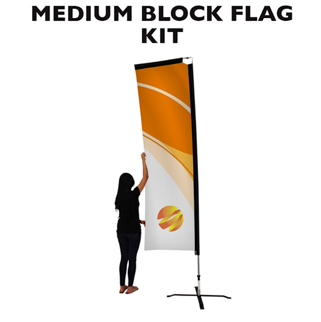 Medium 10' Rectangle Flag Full Fiberglass Pole