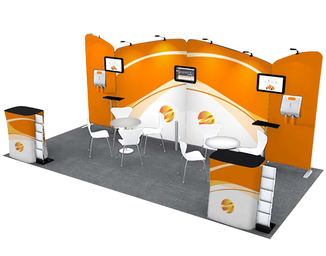Tension Fabric Display Booth U - 20ft wide
