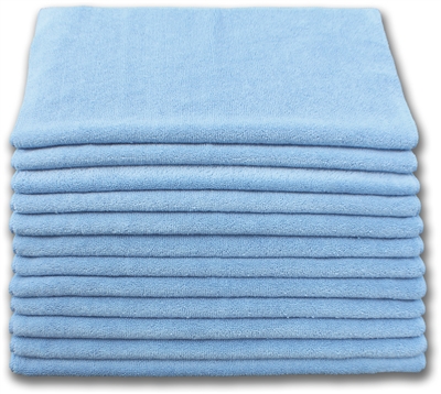 BULK CASE (480/CS) 12" x 12"   BLUE   (200 GSM) 80/20 TERRY Microfiber Cleaning Cloths