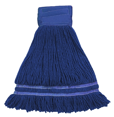 BULK CASE (12/Cs) - X-LARGE   BLUE Industrial Laundry Style ANTIMICROBIAL LOOPED-END Wet Mop--9" BAND