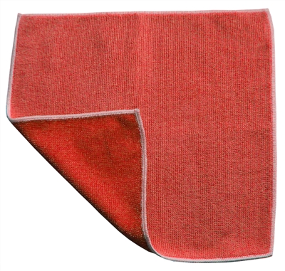 BULK CASE (120/CS) 12" X 12"   RED   Microfiber COMBINATION Scrubber Cloths
