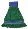 BULK CASE (12/Cs) - X-LARGE GREEN Industrial Laundry Style ANTIMICROBIAL LOOPED-END Wet Mop--9" BAND