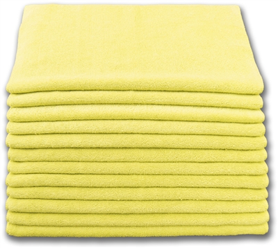 Bulk 180/Case Yellow 16" x 16" 400gsm HEAVY Terry Microfiber Cleaning Cloths