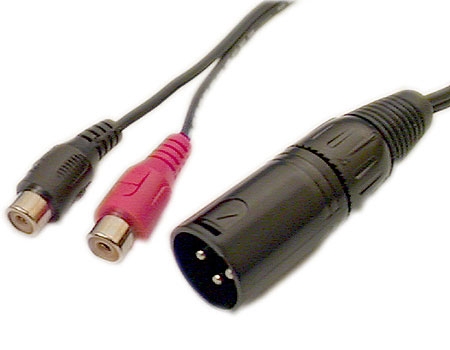 XLR Y Cable, One XLR Female to Dual RCA Female Jacks 1 ft. Long