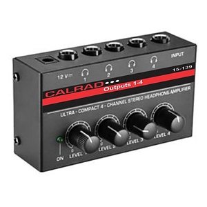 Stereo Headphone Amplifier, 4 Channel, Individual Volume Controls | Calrad Electronics 15-139