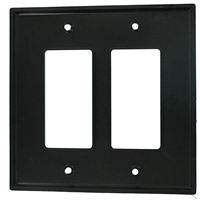 Dual Gang Black Plastic Wall Plate | Calrad Electronics 28-115-BK