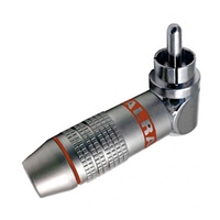 RCA Plug, Right Angle, Metal Connector for 6MM Cable, Orange ID Band | Calrad Electronics 30-250-OR