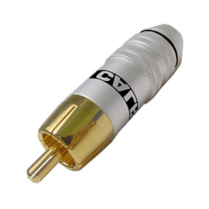 RCA Plug, Gold Plated, for 6mm Cable, Black ID Band with Grounding Cable Clamp Calrad Electronics 30-293-BK