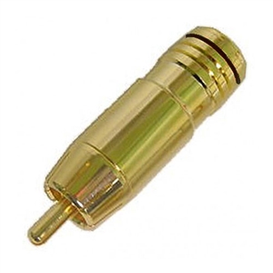 RCA Plugs, Gold Plated Solderless for 8mm Cable, Black ID Band | Calrad Electronics 30-298G-BK