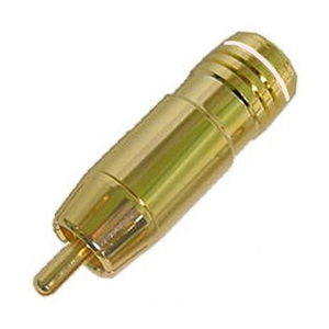RCA Plugs, Gold Plated Solderless for 8mm Cable, White ID Band | Calrad Electronics 30-298G-WH