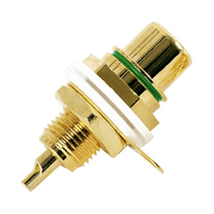 RCA Panel Mount Jack, Gold Plated, Green Insert | Calrad Electronics 30-300-GN