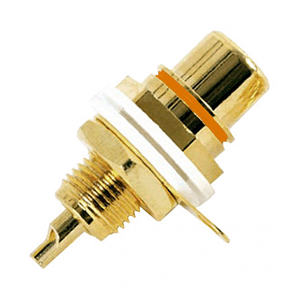 RCA Panel Mount Jack, Gold Plated, Orange Insert | Calrad Electronics 30-300-OR