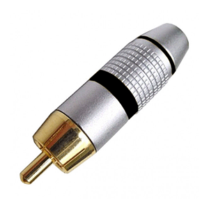 Gold Plated RCA Plug for 7mm cable with Black ID Band | Calrad Electronics 30-303-BK