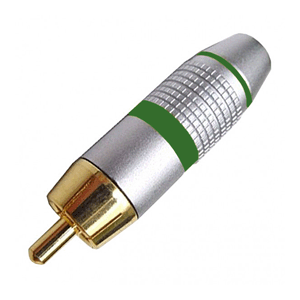 Gold Plated RCA Plug for 7mm cable with Green ID Band | Calrad Electronics 30-303-GN