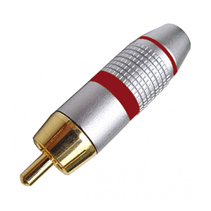 Gold Plated RCA Plug for 7mm cable with Red ID Band | Calrad Electronics 30-303-RD