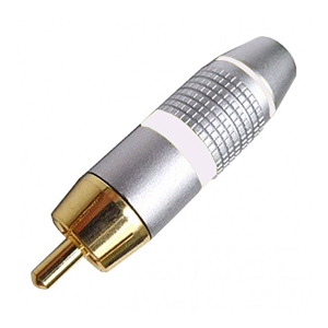 Gold Plated RCA Plug for 7mm cable with White ID Band | Calrad Electronics 30-303-WH