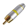 Gold Plated RCA Plug for 7mm cable with Yellow ID Band | Calrad Electronics 30-303-YL