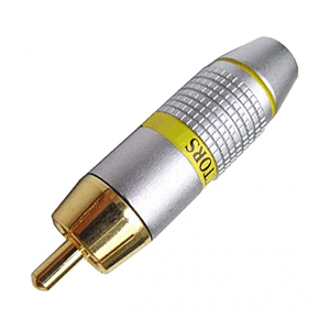 Gold Plated RCA Plug for 7mm cable with Yellow ID Band | Calrad Electronics 30-303-YL