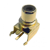 RCA Jack PCB Mount Threaded Right Angle Gold - Black Insert | Calrad Electronics 30-367G-T-BK