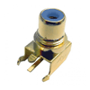 RCA Jack PCB Mount Threaded Right Angle Gold - Blue Insert | Calrad Electronics 30-367G-T-BU