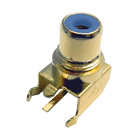 RCA Jack PCB Mount Threaded Right Angle Gold - Blue Insert | Calrad Electronics 30-367G-T-BU