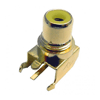 RCA Jack PCB Mount Threaded Right Angle Gold - Yellow Insert | Calrad Electronics 30-367G-T-YL