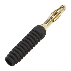 Calrad 30-600RB-BK Gold Banana Plugs Rubber Shell Black- 2/pk