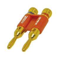 Calrad 30-604-RD Dual Banana Plug Metal Gold Red