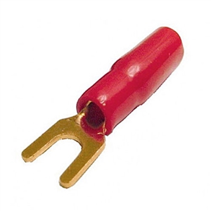 Gold Spade Lug with Red Insulator | Calrad Electronics 30-613-RD