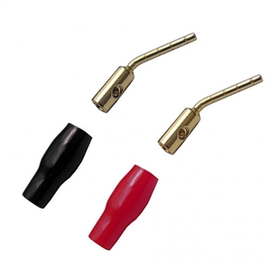 Pin Plugs, Angled, Gold Plated with Rubber Boot | 30-614-Color Calrad Electronics