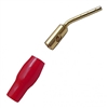 Pin Plugs, Angled, Gold Plated with Red Rubber Boot | 30-614-RD Calrad Electronics