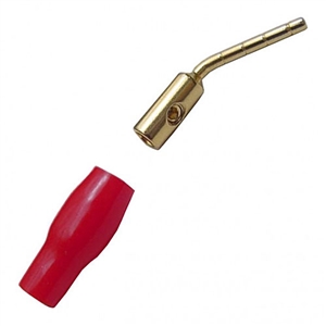 Pin Plugs, Angled, Gold Plated with Red Rubber Boot | 30-614-RD Calrad Electronics