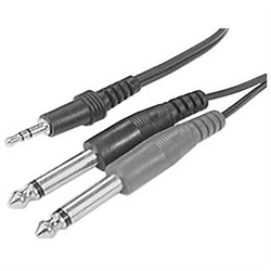 Calrad 35-476 3.5mm stereo plug to dual 1/4" mono plugs "Y" cable - shielded - 10 inches long